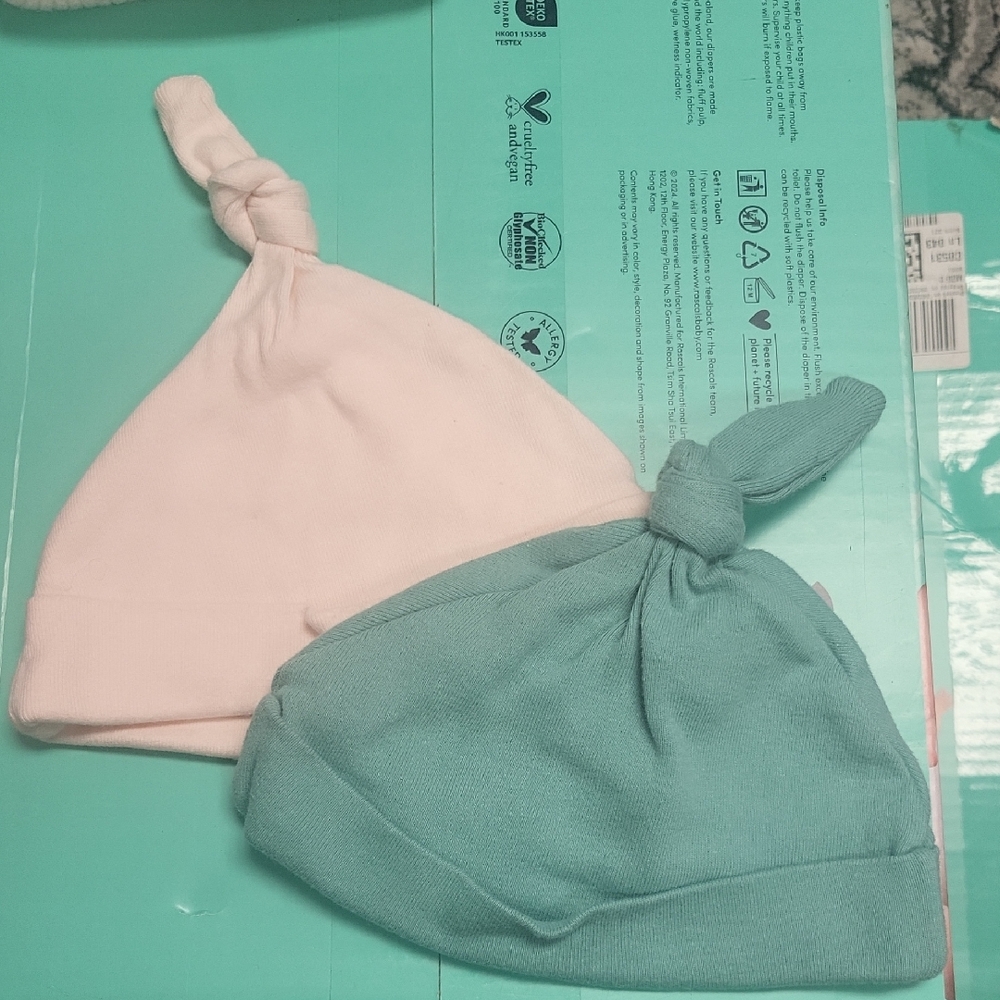 Target Knotted Baby Beanie Set - Cream and Teal